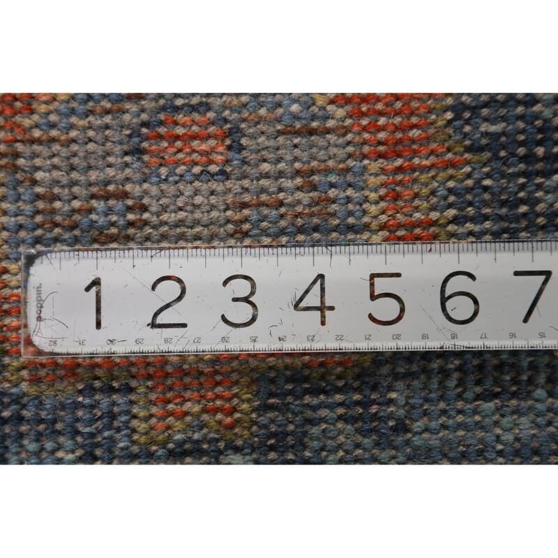 All-Over Blue Oushak Indian Large Rug Hand-Knotted Wool Carpet - 9'1" x 17'9"