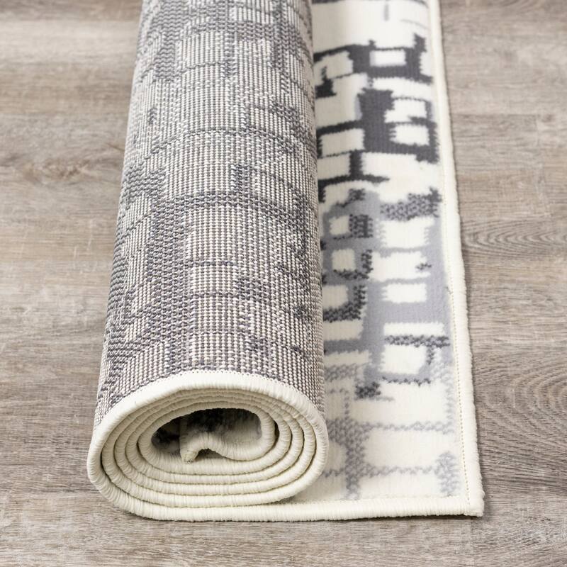 Florence Collection - Grey/Cream Pixelated Rug - 4'7" x 6'7"