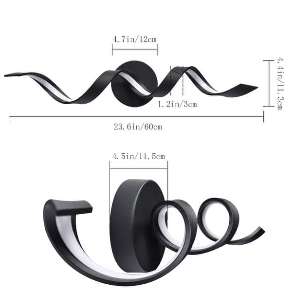 dimension image slide 1 of 5, Modern Spiral Design LED Bathroom Vanity Light Dimmable Wall Light