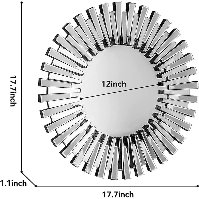 Round Sunburst Accent Wall Mirror Silver Decor Mirror