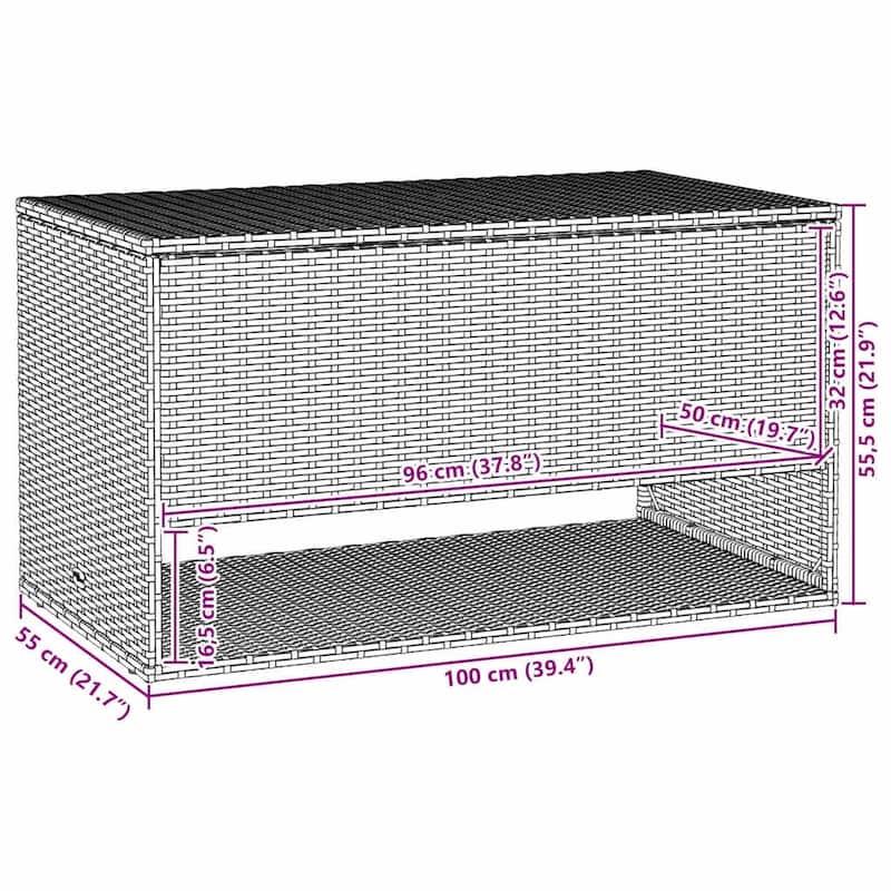 vidaXL Cushion Box Beige PE rattan, powder-coated steel, polyester Medium - 21.7 x 39.4 x 21.9