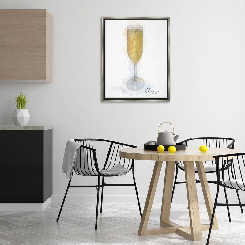 Stupell Champagne Glass Shimmer Framed Floater Canvas Wall Art Design By Matthew Piotrowicz
