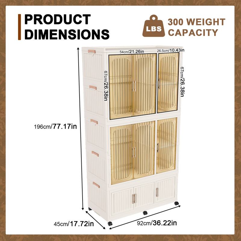 Portable Wardrobe Closet Organizer – 6 Magnetic Doors, 6 Storage Cubes & 2 Hanging Rods – Includes 6 Hangers