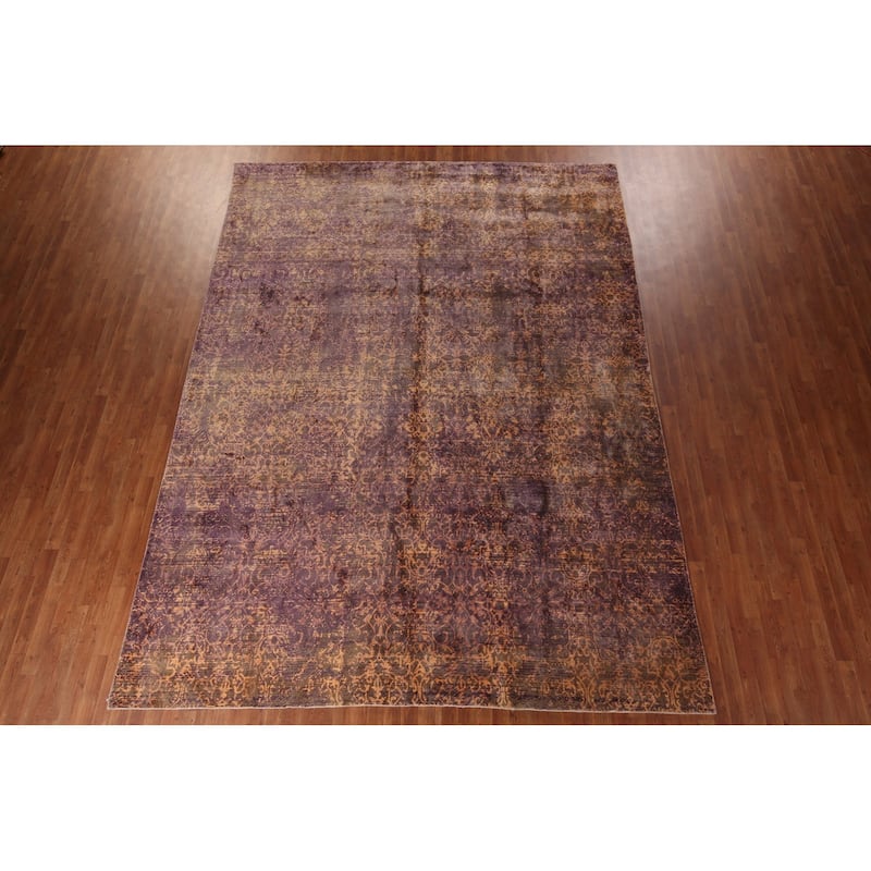 Contemporary Art & Craft Indian Area Rug Handmade Wool Carpet - 9'9"x 13'0"