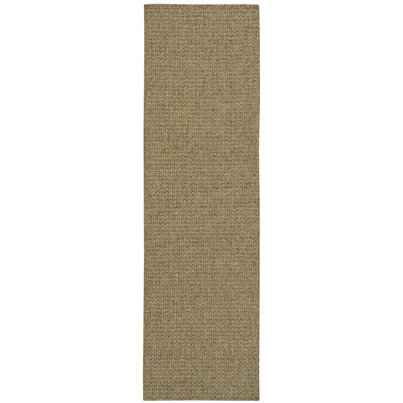 Style Haven Veranda Tonal Woven Basket Weave Indoor-Outdoor Rug - 2'3" x 7'6" Runner - Brown