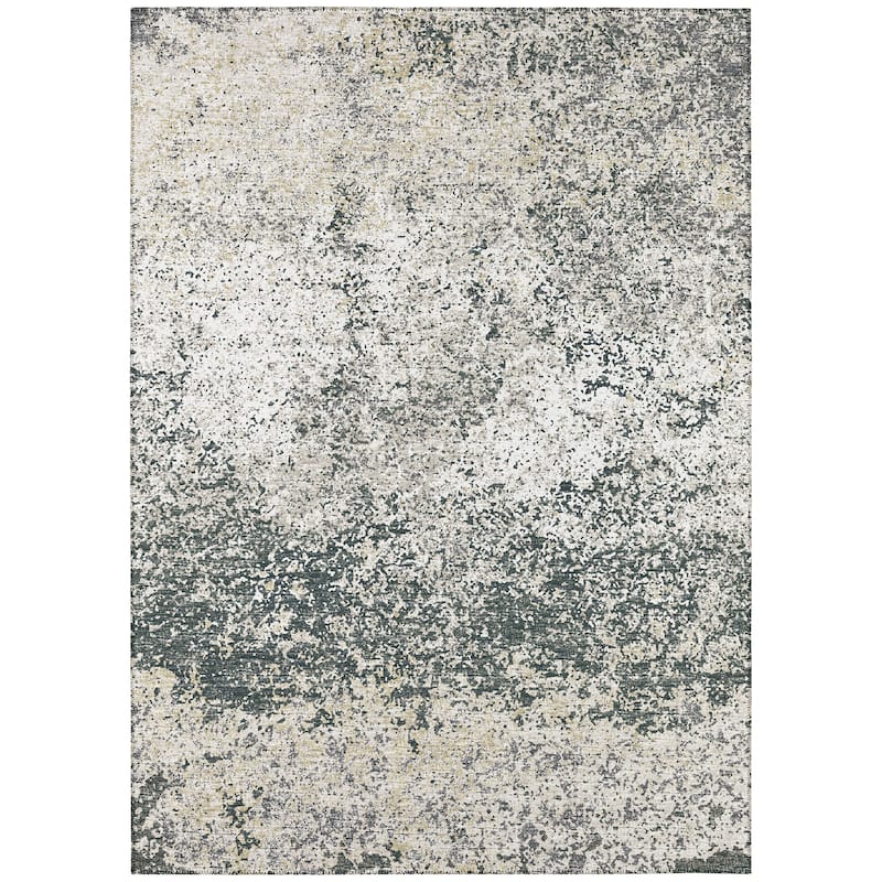 Indoor/Outdoor Rylee Modern Abstract Washable Rug New - Gray - 3' x 5'
