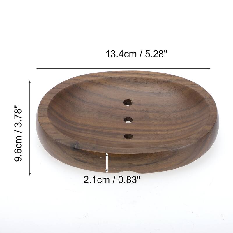 Portable Oval Soap Dish for Bathroom Kitchen 5.28"x3.78"x0.83" Deep Brown 1 Pc - Deep Brown