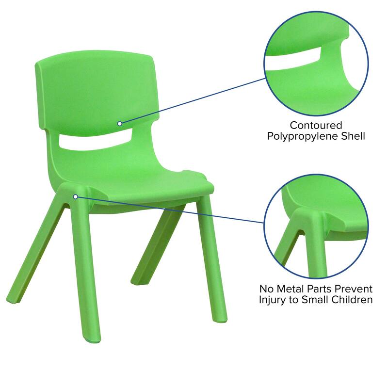 10 Pack Plastic Stackable School Chair with 12" Seat Height - Preschool Chair