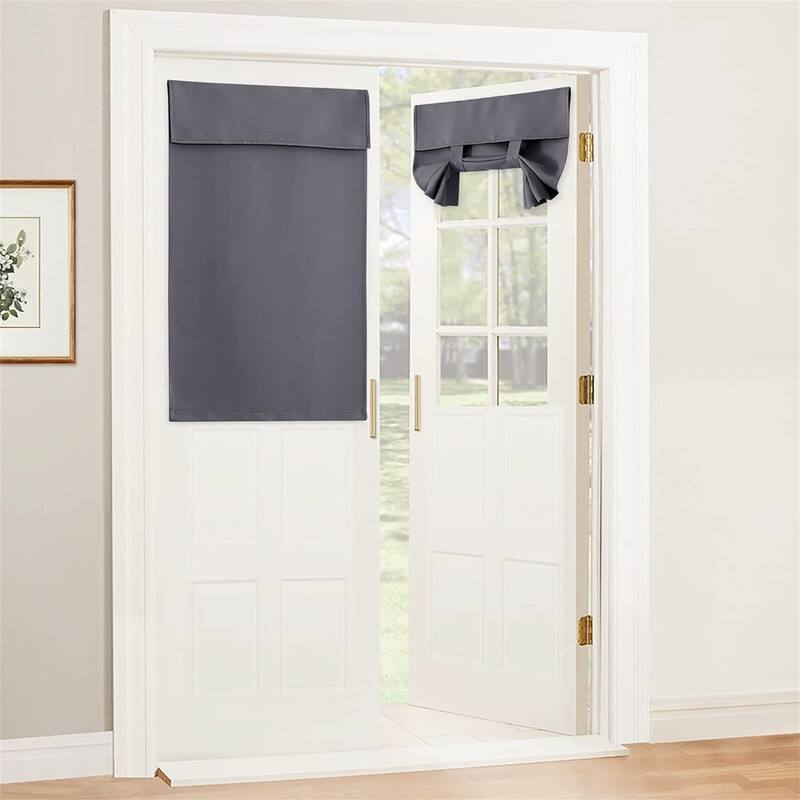 Gray Blackout French Door Curtains 26x40" Thermal Classroom
