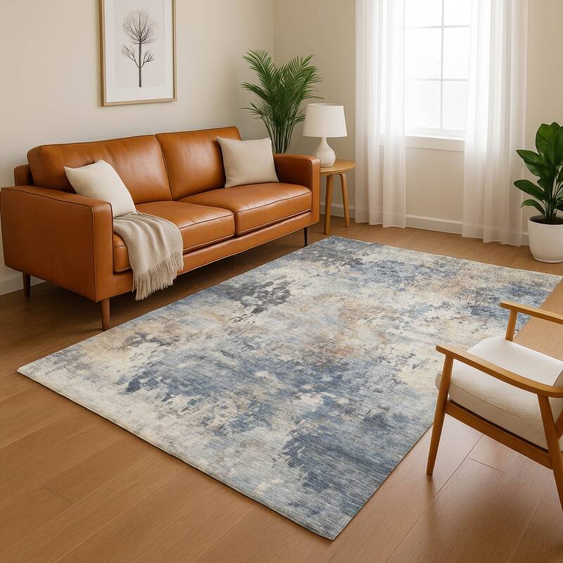 Premium Washable Super Soft Modern Casual Mayfield Rug - Denim - 3' x 5'