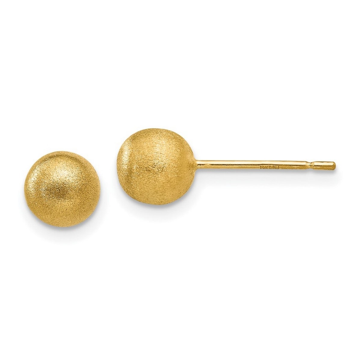 Curata 14k Yellow Gold 6mm Satin Ball Post Earrings