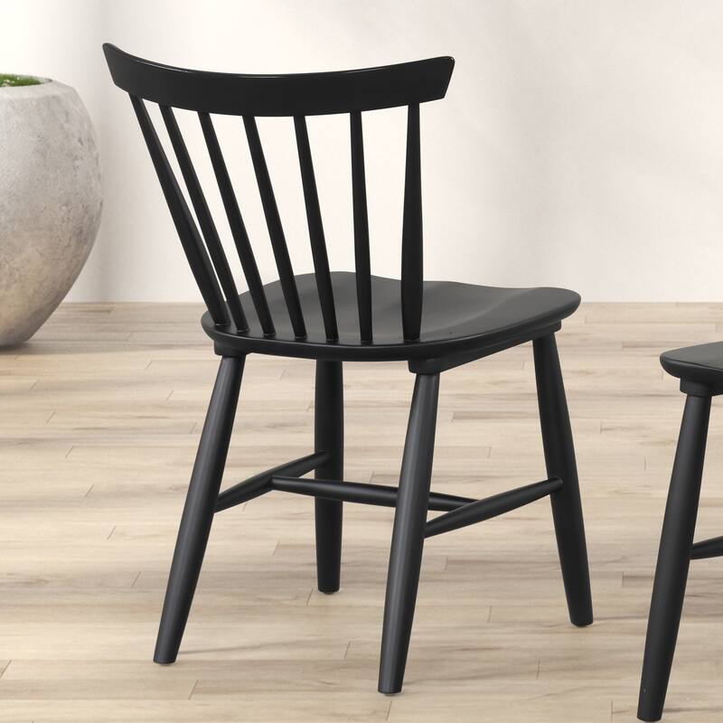 Furniture of America Olivea Mid-Century Modern Black Wood Spindle Back Windsor Chair (Set of 2)