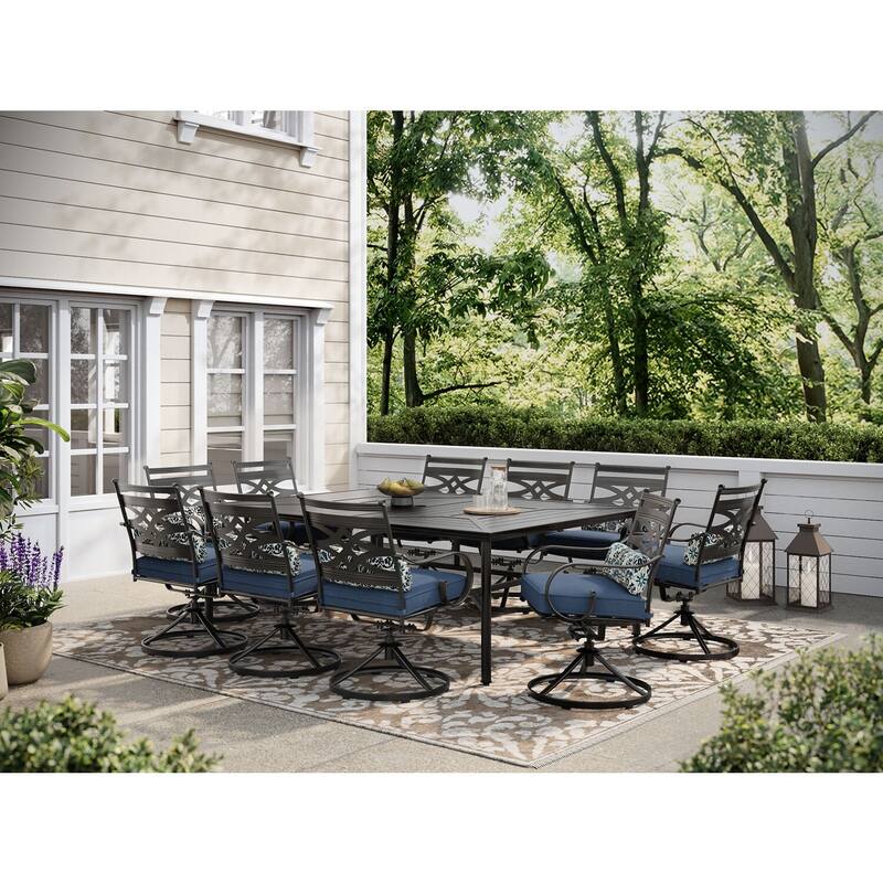 Hanover Montclair 11-Piece Navy Blue Dining Set