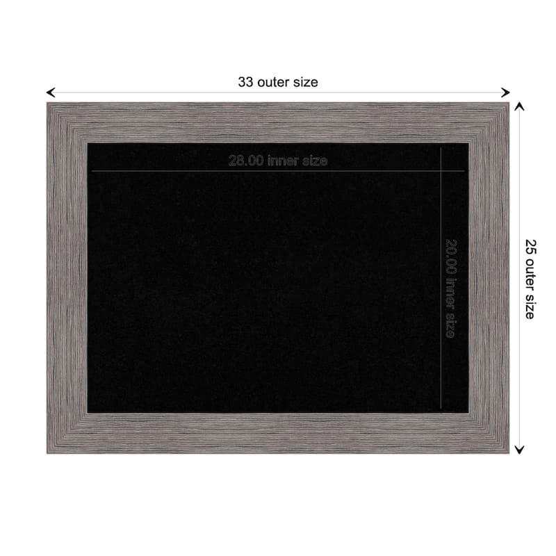 Pinstripe Plank Grey Framed Black Corkboard Bulletin Board - Board Size 28x20