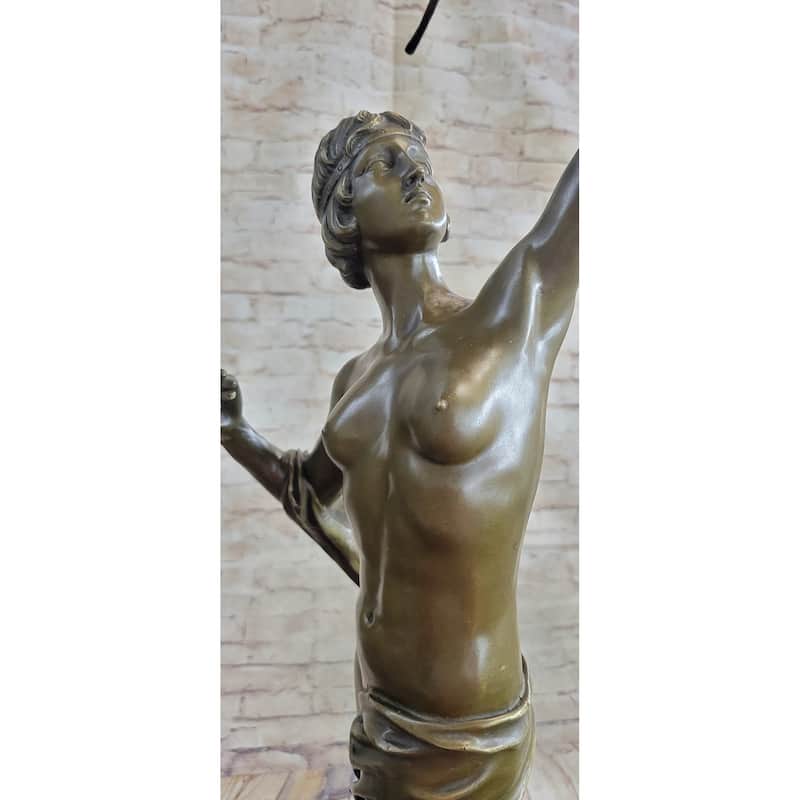 Artemis Diana Huntress With Bow And Hound Dog Bronze Sculpture Statue 35 Inches X 13 Inches