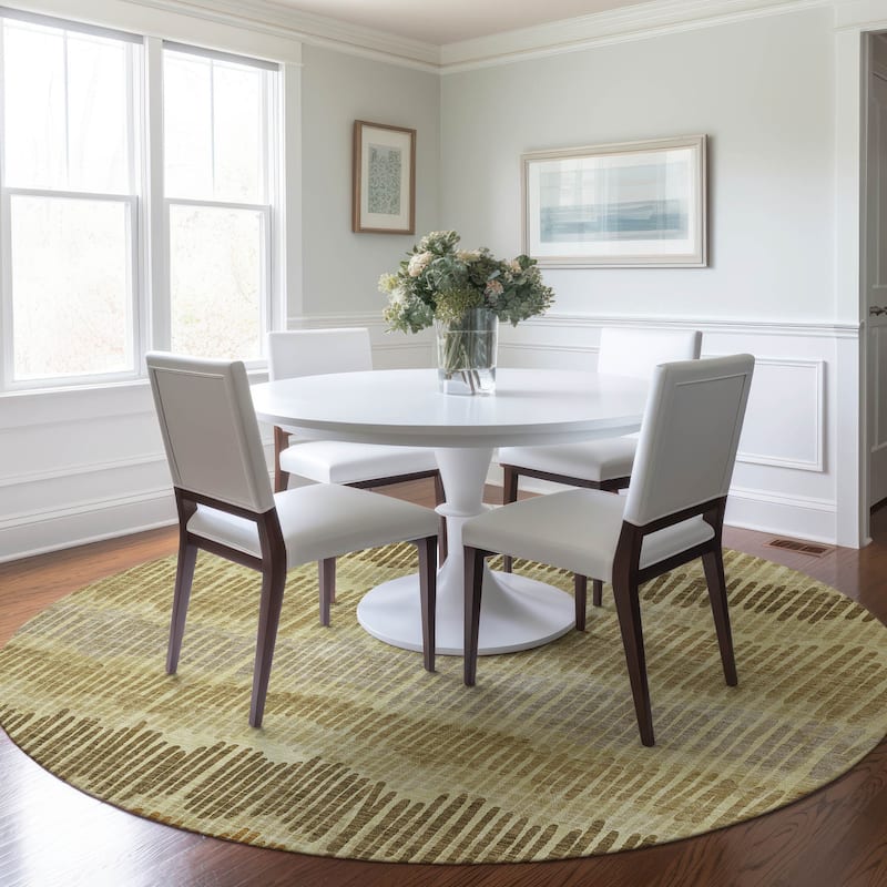 Machine Washable Indoor/ Outdoor Chantille Abstract Stripe Rug