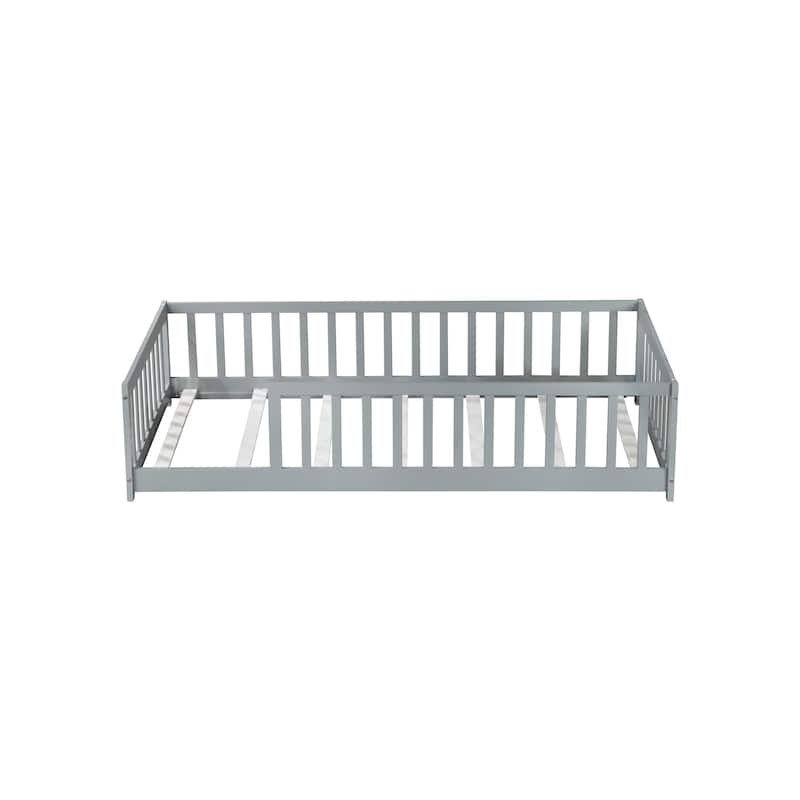 Twin Size Floor Bed with Fence without Door