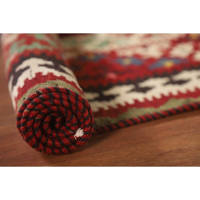 Kilim Qashqai Persian Vintage Rug Bedroom Hand-Woven Wool Carpet - 5'1"x 8'6"