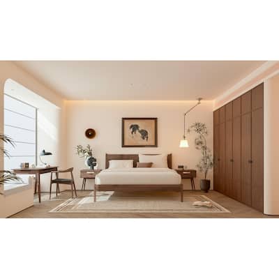 Isabella Mid Century Bed Frame - Solid Black American Walnut