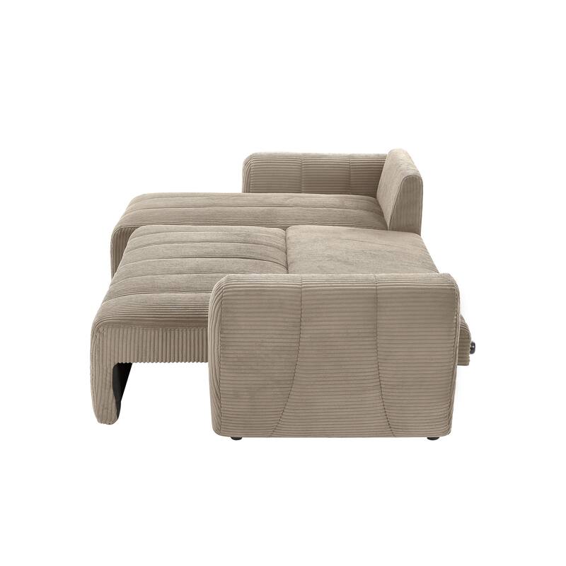 105.2" Corduroy L-Shaped Sectional Sofa with Convertible Chaise and Storage, 5-Seater