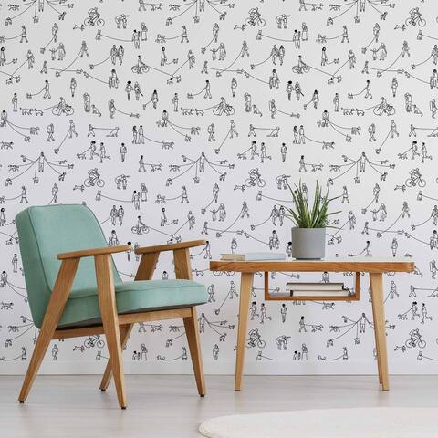 Black and White Dog Peel and Stick Removable Wallpaper 4661