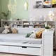 preview thumbnail 6 of 34, Twin Size Wooden Daybed Platform Bed with Recessed Desk Storage Shelves and 2 Drawers Under Bed for Compact Spaces, Bedroom