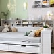 preview thumbnail 4 of 15, Wooden Twin Size Daybed with Storage Shelves, Multi-functional Bed with 2 Storage Drawers and Study Desk, Antique White