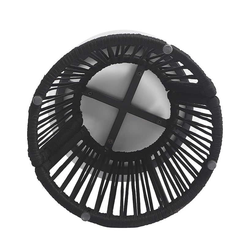 3 Piece Patio Woven Rope Swivel Chair Seating Group with Cushions