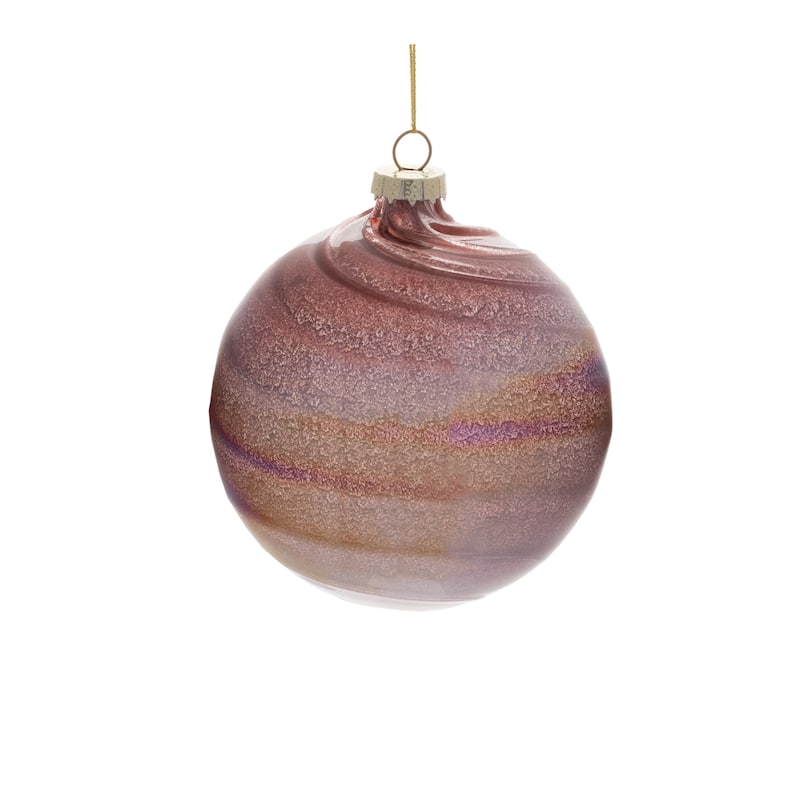 Purple Glass Iridescent Swirl Ornaments Set of 6 Ball and Onion Holiday Decor - 3” x 3” x 6” (L x W x H)