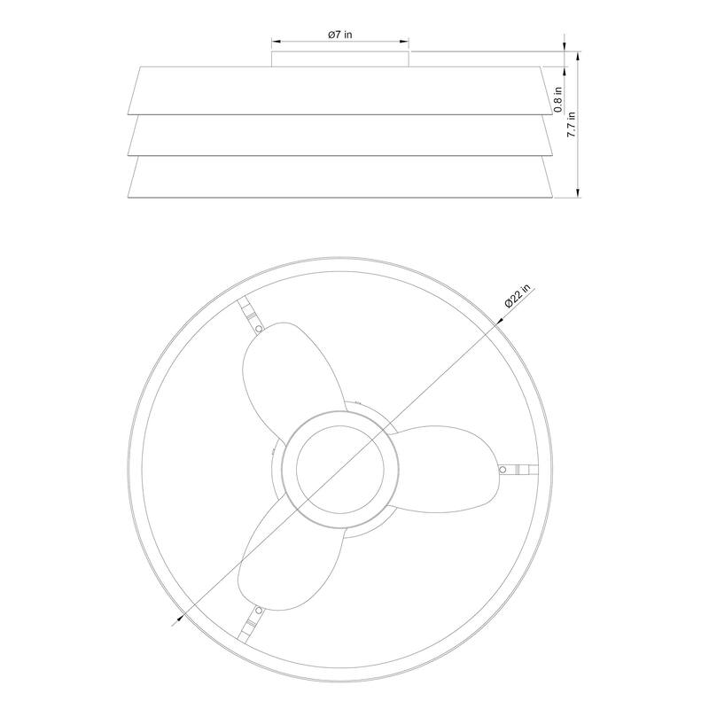 22" Farmhouse Flush Mount Ceiling Fan with LED Light