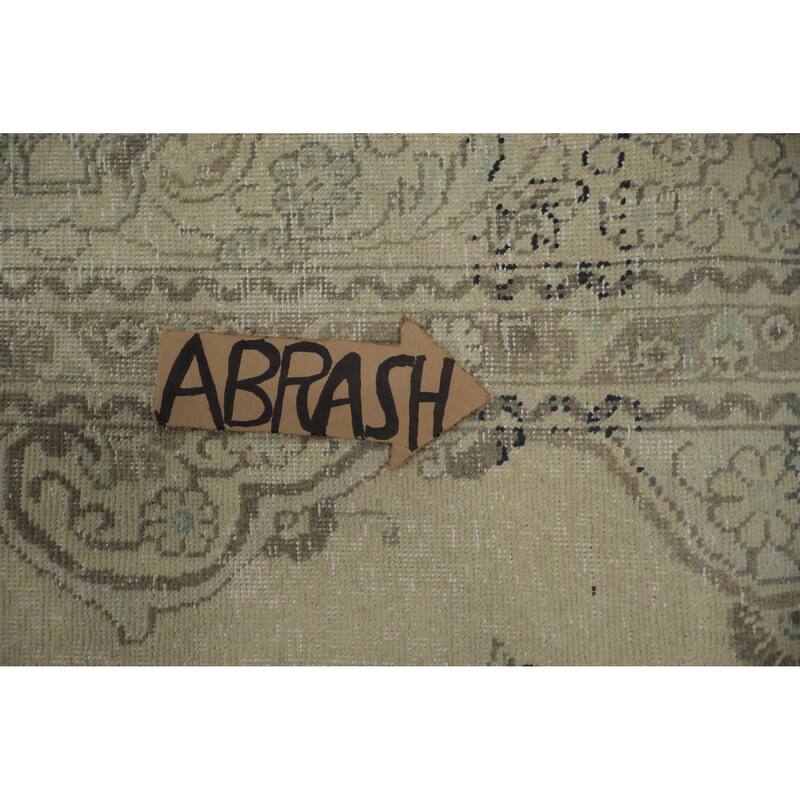 Hand Knotted Oriental 100% Wool Carpet Traditional Floral Beige & Ivories Tabriz Area Rug - 12' 6'' X 9' 4''