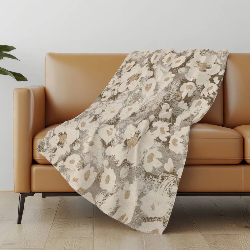 Premium Machine Washable Modern Floral Sherpa Throw Blanket