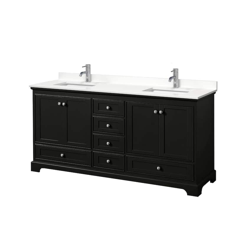 Wyndham Collection WCS202072D-QTZ-UNSMXX Deborah 72" Free Standing - Dark Espresso / White Quartz Top / Polished Chrome
