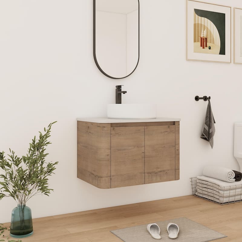 Bathroom Vanity With Sink In 24/30 Inch, Floating Bathroom Vanity With Soft Close Door