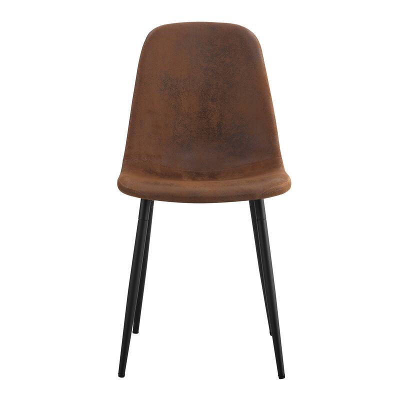 Set of 4 Modern Medieval Style Dining Chairs, Equipped with Soft Cushions and Black Metal Legs