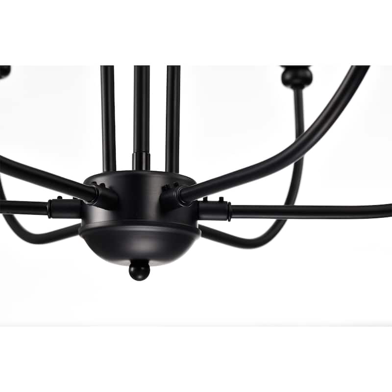 Rosalynne 28-Inch 9-Light Black Finish 2-Tier Drip Cup Candelabra Chandelier Ceiling Light