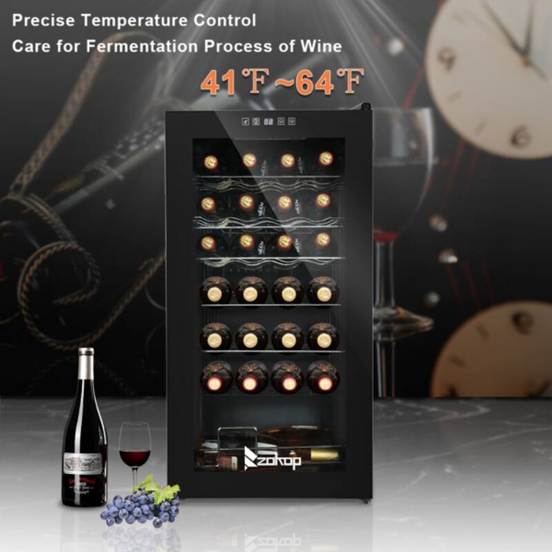 115V /60Hz 28Bottle/2.8Cu.Ft/80L/ Compressor Wine Cooler - Black - 16.93 x 17.72 x 33.07