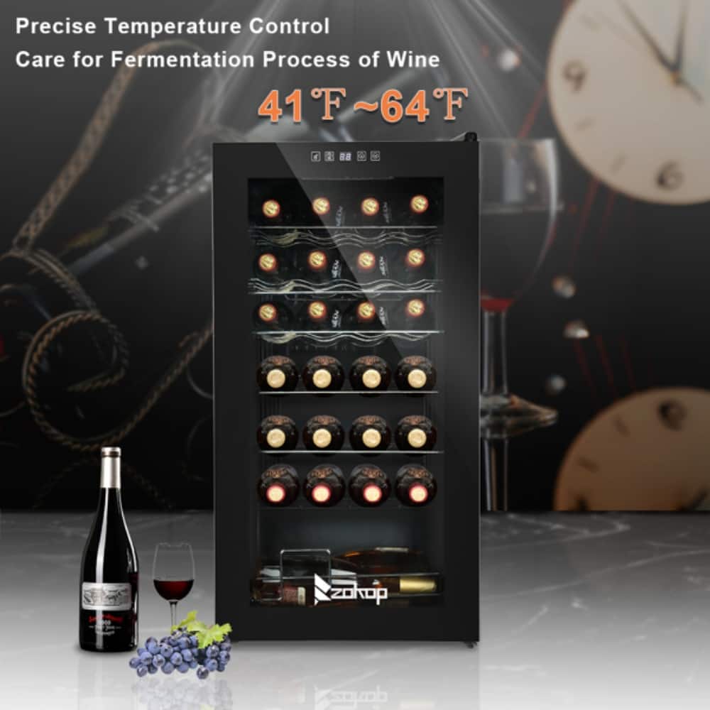115V /60Hz 28Bottle/2.8Cu.Ft/80L/ Compressor Wine Cooler - Black - 16.93 x 17.72 x 33.07