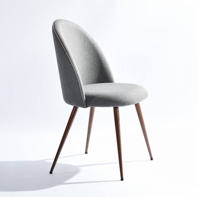 Homy Casa Beige Fabric Dining Chairs with Walnut Legs, Set of 2