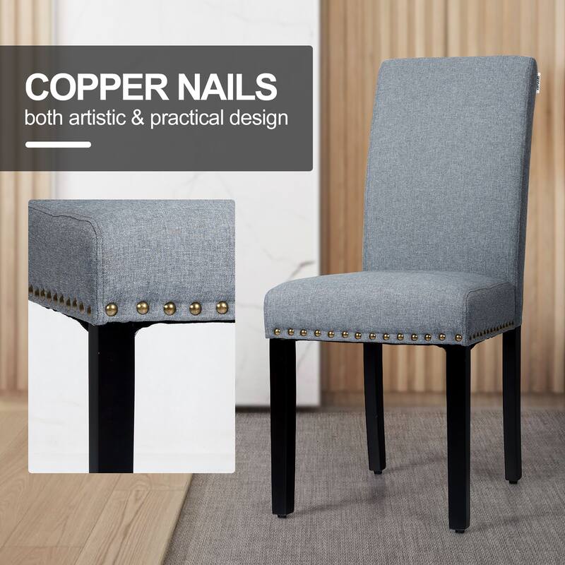 Costway Set of 2 Fabric Dining Chairs Upholstered with Nailhead Trim - See Description