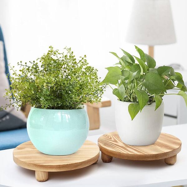 Wooden Plant Riser Stands with Round Pedestal Stand - On Sale - Bed ...