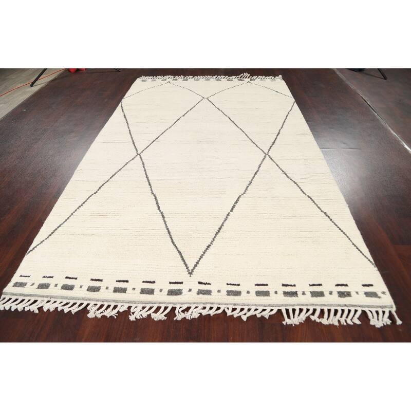 Vegetable Dye Moroccan Berber Oriental Area Rug Handmade Wool Carpet - 5'9" x 9'3"