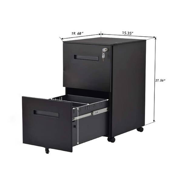 Shop Black 2 Drawer Movable File Cabinet Overstock 32222411