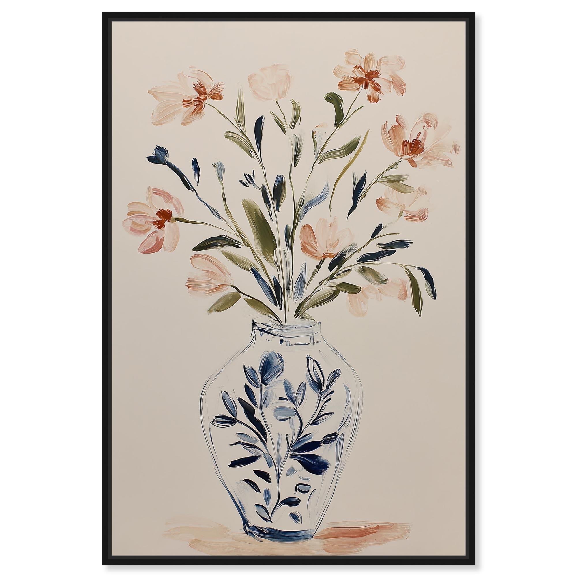 Vase with Blooming Flowers Floral Decor Canvas Print by Art Remedy