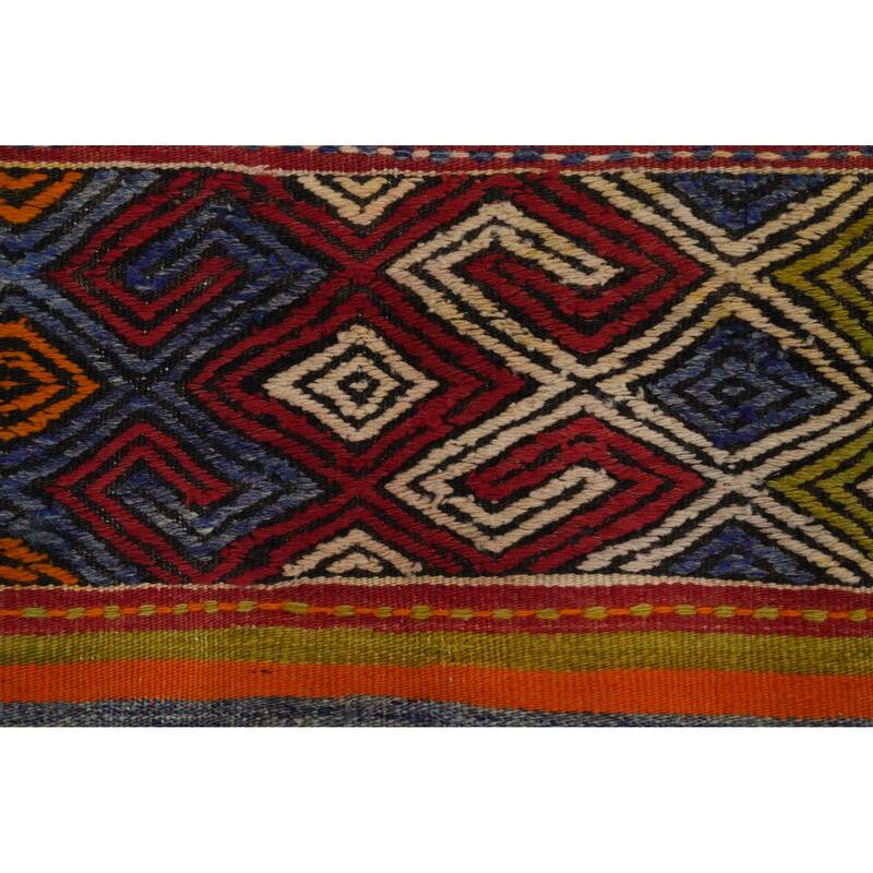 Hand Woven Oriental 100% Wool Carpet Southwestern Tribal Multi-Colored Kilim Area Rug - 10' 4'' X 6' 1''