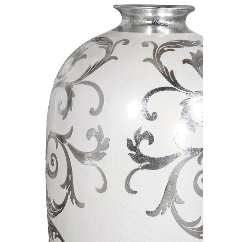 Sophie Silver Antique White Large Vase 31.9 Inches Tall