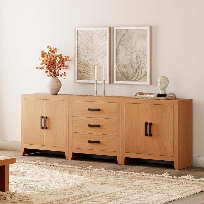 WAMPAT Buffet Cabinet with Drawers & Doors - Mocha