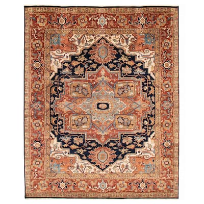 ECARPETGALLERY Hand-knotted Jules Sultane Dark Navy Wool Rug - 8'0 x 9'10