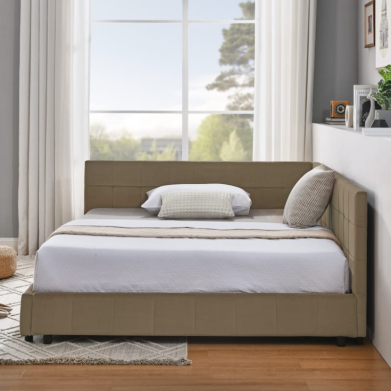 Full Size Platform Bed with Wooden Frame, Backrest, and Versatile Sofa Function