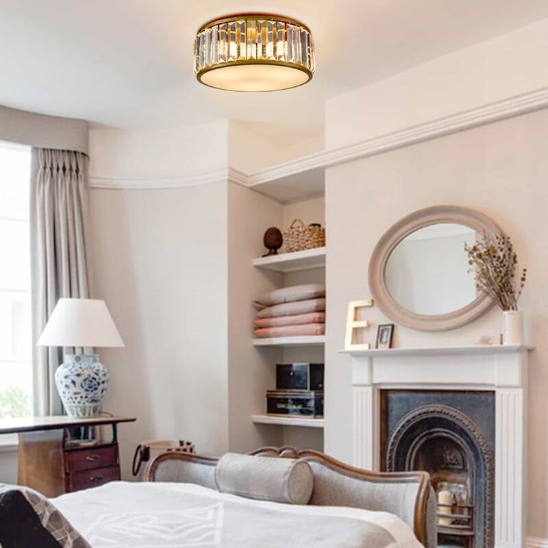 La Palma Modern Gold Crystal Flush Mount Ceiling Light Fixture - Brass